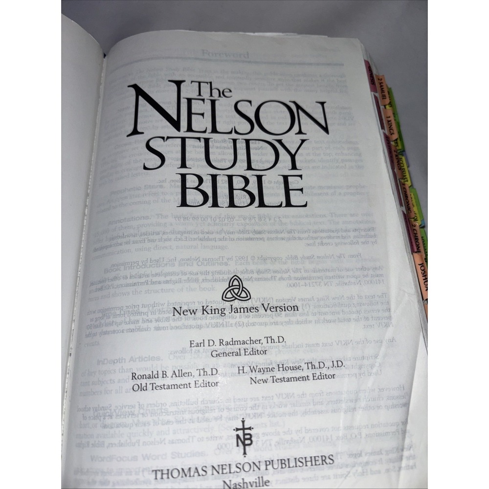 Nelson Study Bible NKJV Indexed Tabs Maps Hardcover 1997 w Zipper Case - Picture 5 of 9